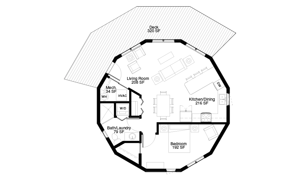 Hideaway Floor Plan 32-A with additional deck bay.