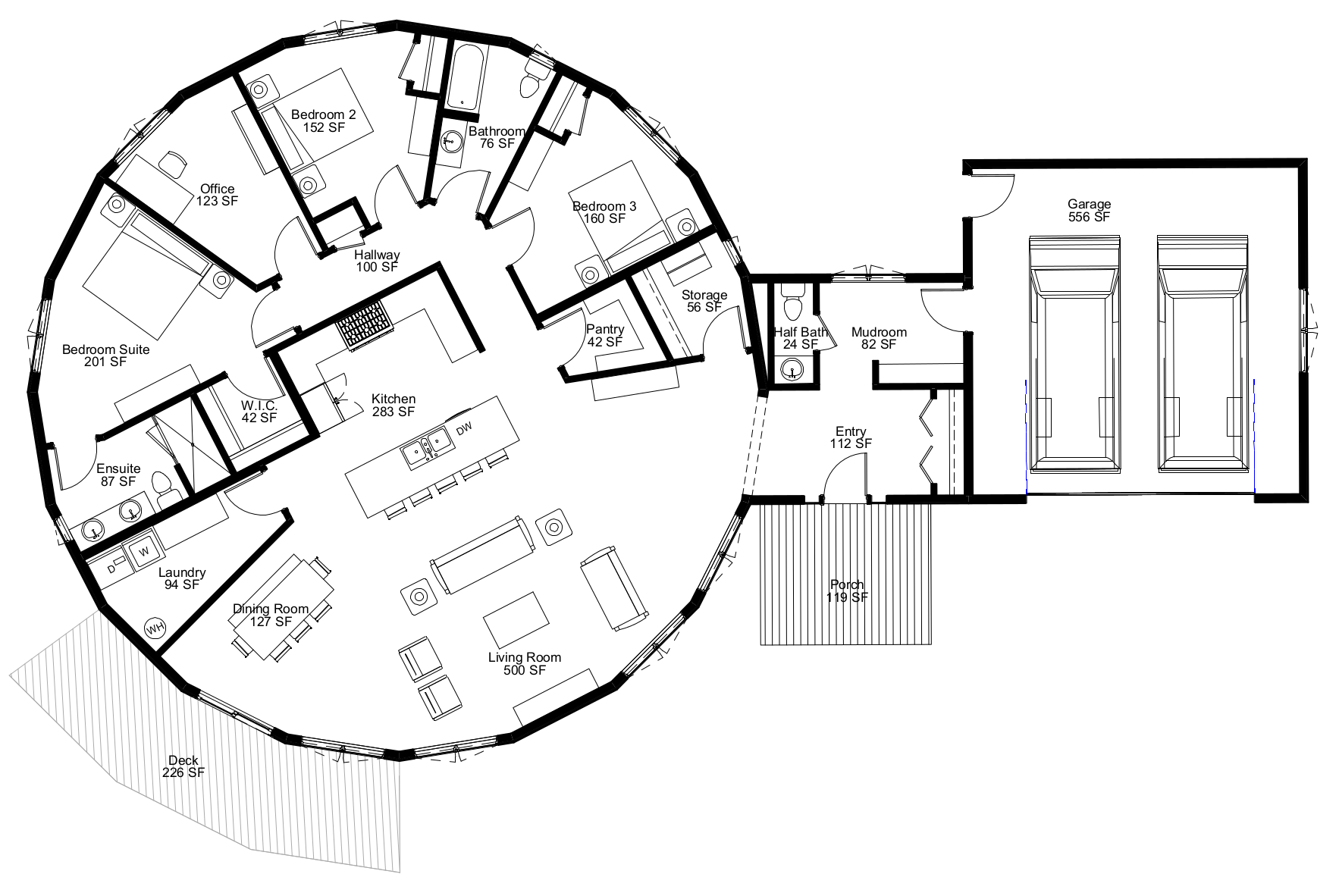 'Oasis' Custom Sphere Home Plan 52-A