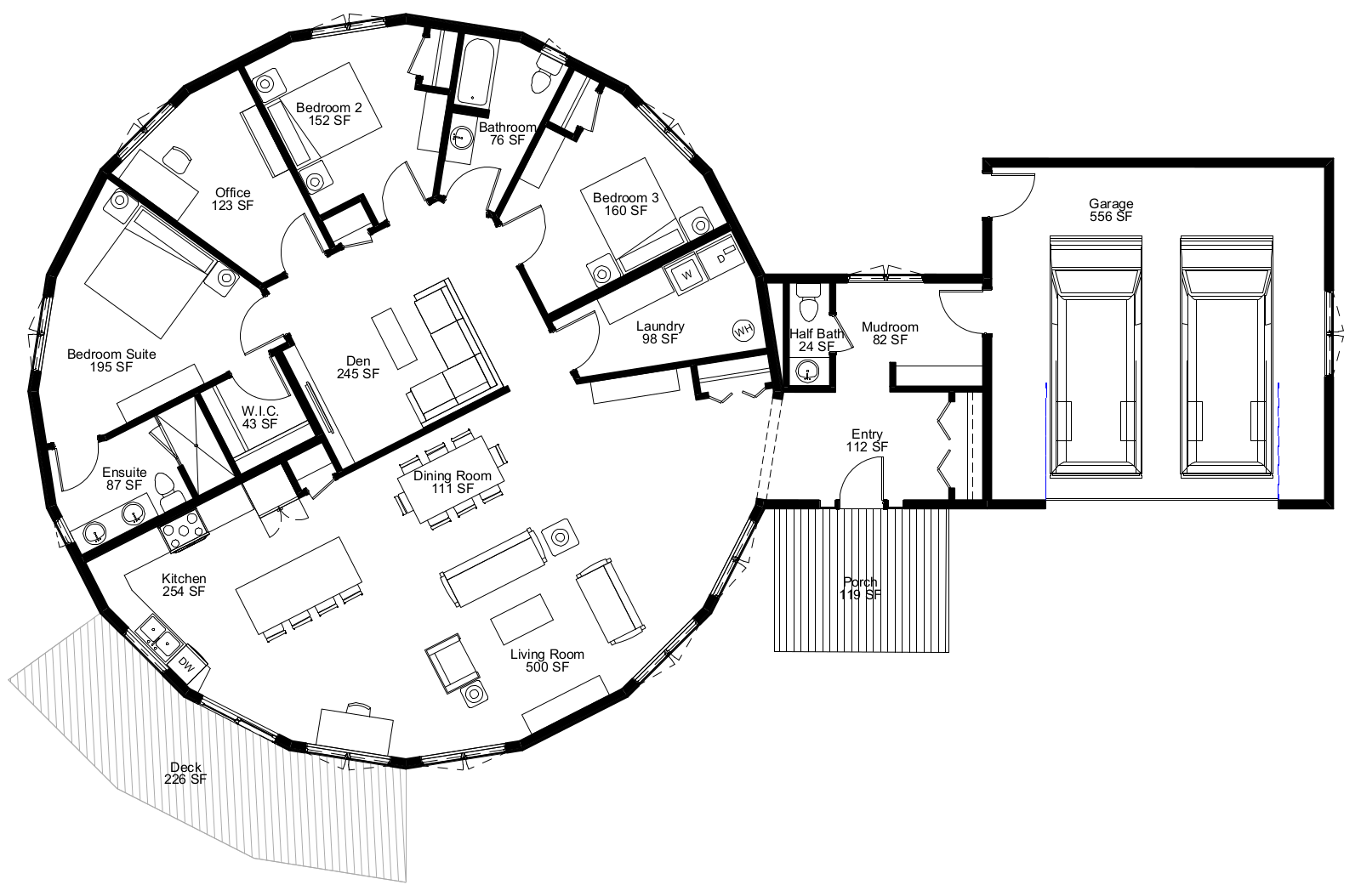 'Oasis' Custom Sphere Home Plan 52-D