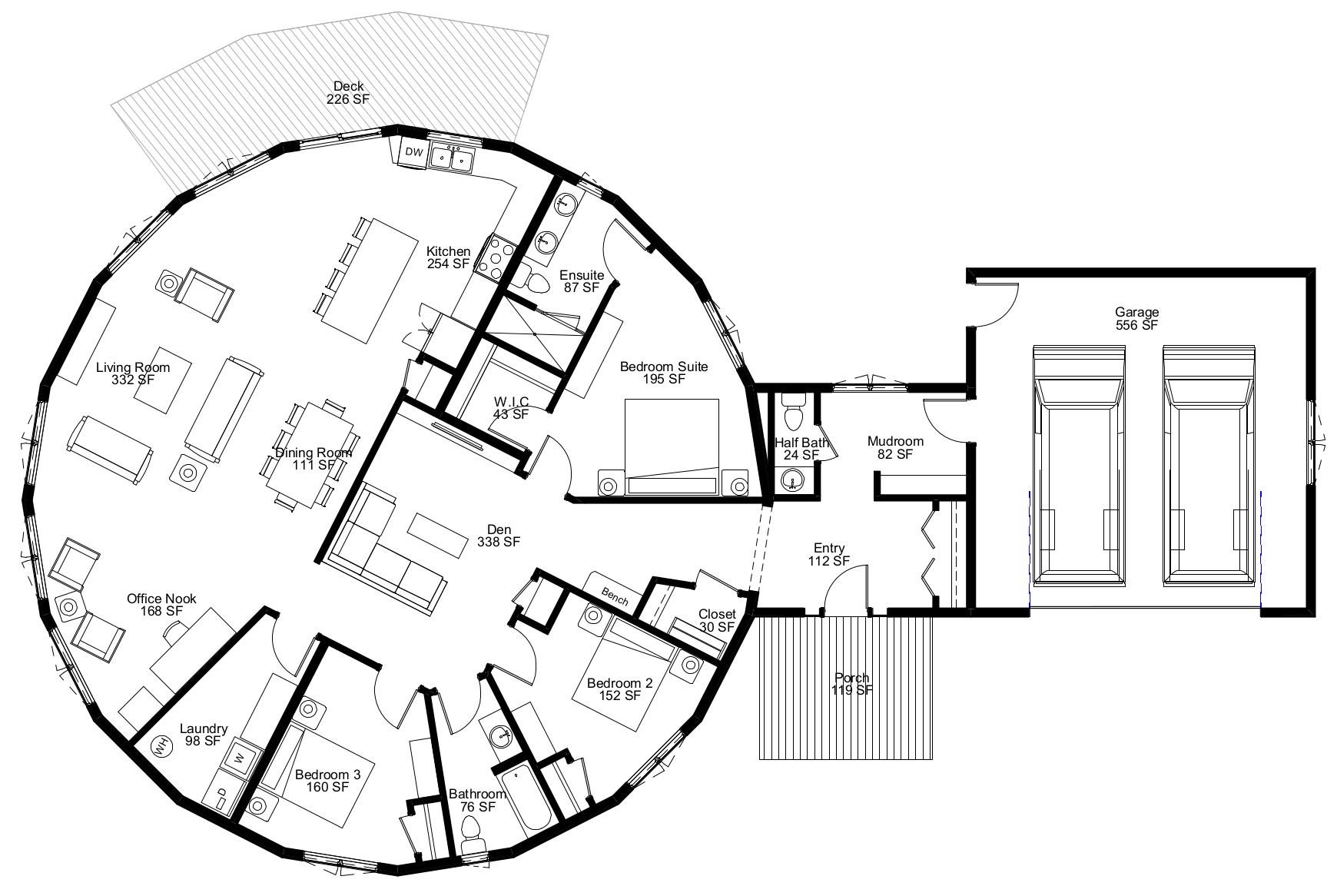 'Oasis' Custom Sphere Home Plan 52-E