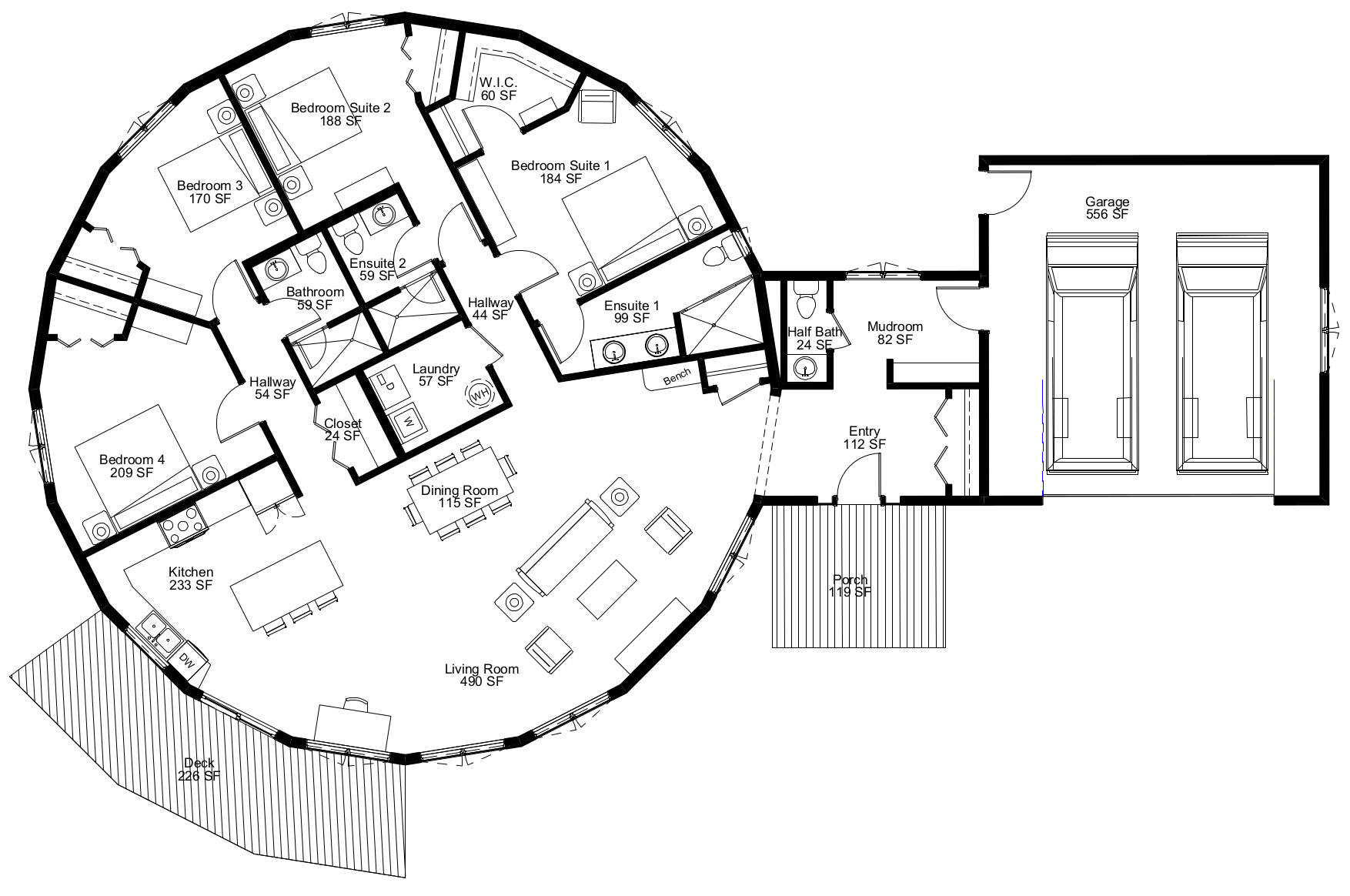 'Oasis' Custom Sphere Home Plan 52-F